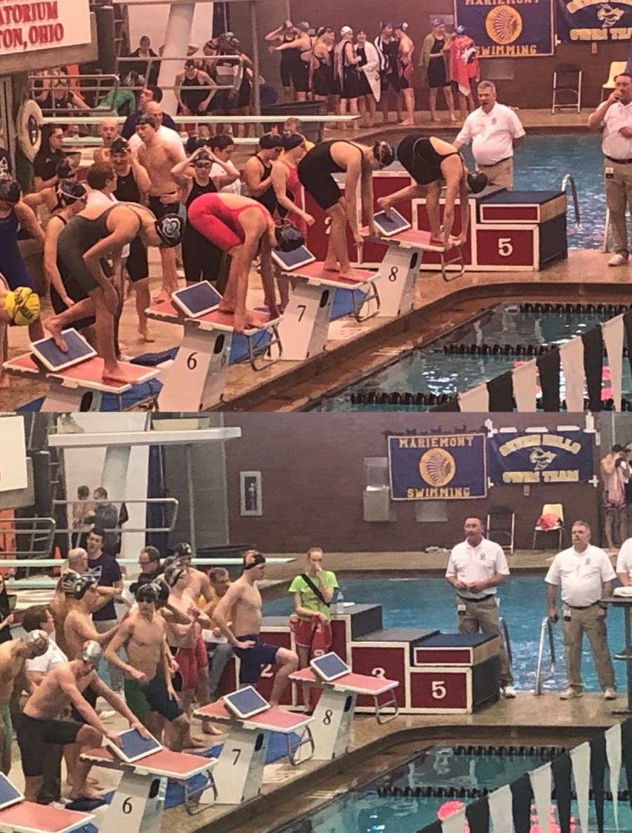 swimmers lined up to race